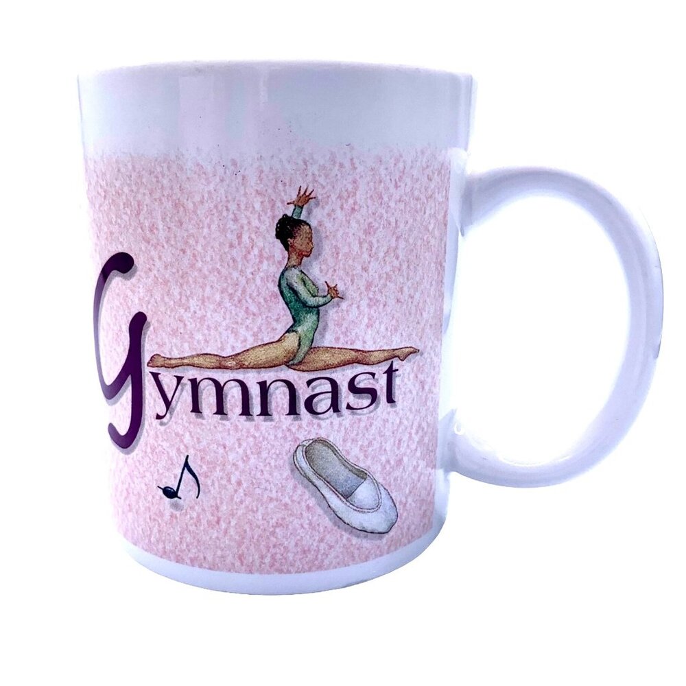 Enesco Gymnast Coffee Mug Cup Split Back Bend Mint Green Inside Gift Music Notes